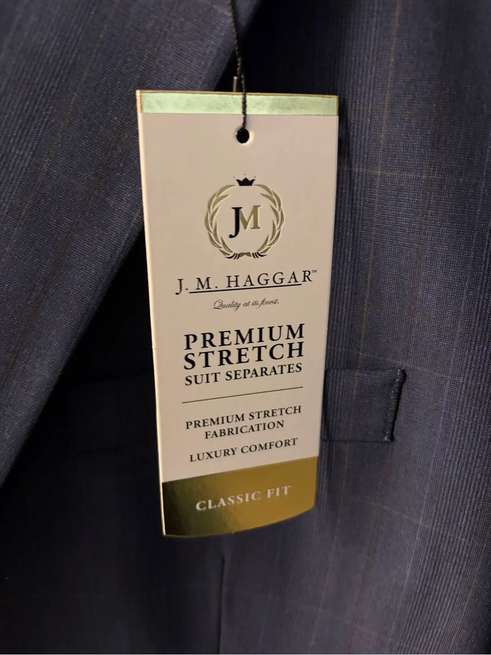 Haggar Men's Dark Navy Windowpane Suit Jacket